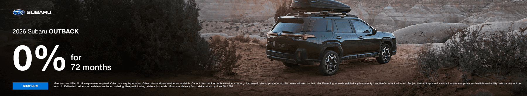 2026 Outback 0% for 72 months