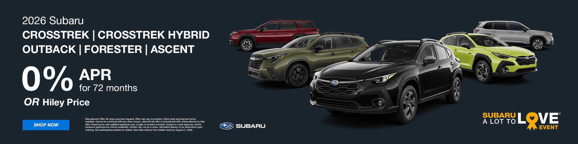 Ascent/Crosstrek/Crosstrek Hybrid/Outback/Forester