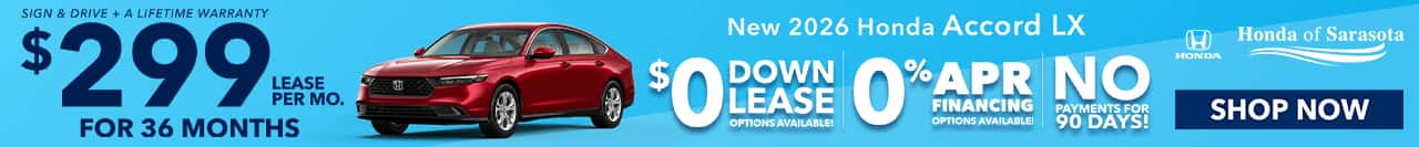 Lease A New Honda Accord For $299 A Month