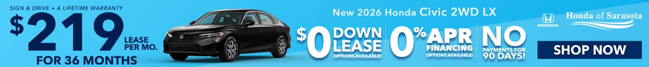 Honda Civic: Lease For $219 A Month At Honda of Sarasota