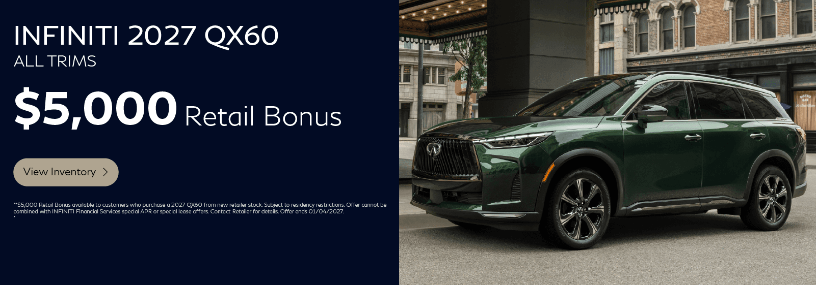 QX60 Retail Cash
