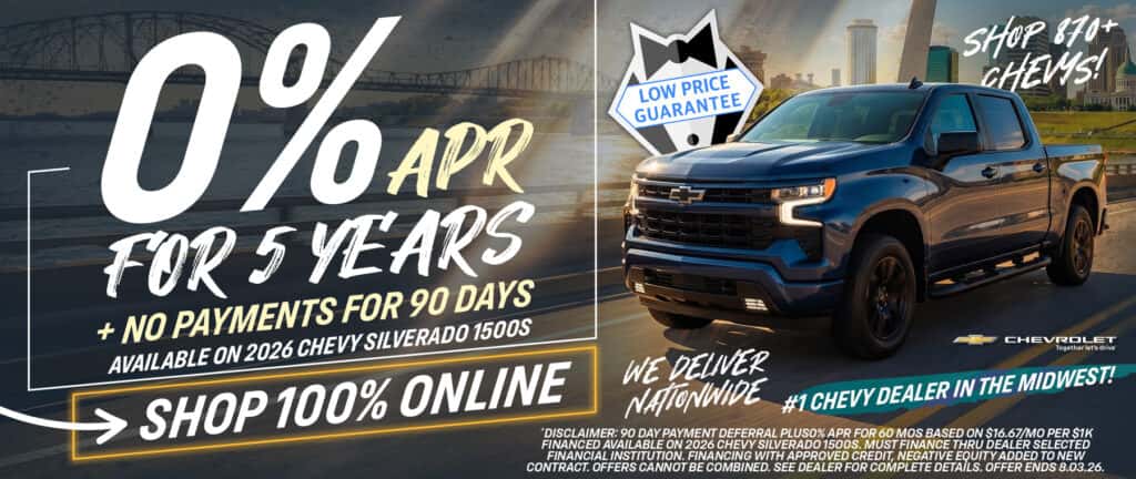 0% APR For 5 Years + No Payments For 90 Days On 2026 Chevy Silverado 1500s