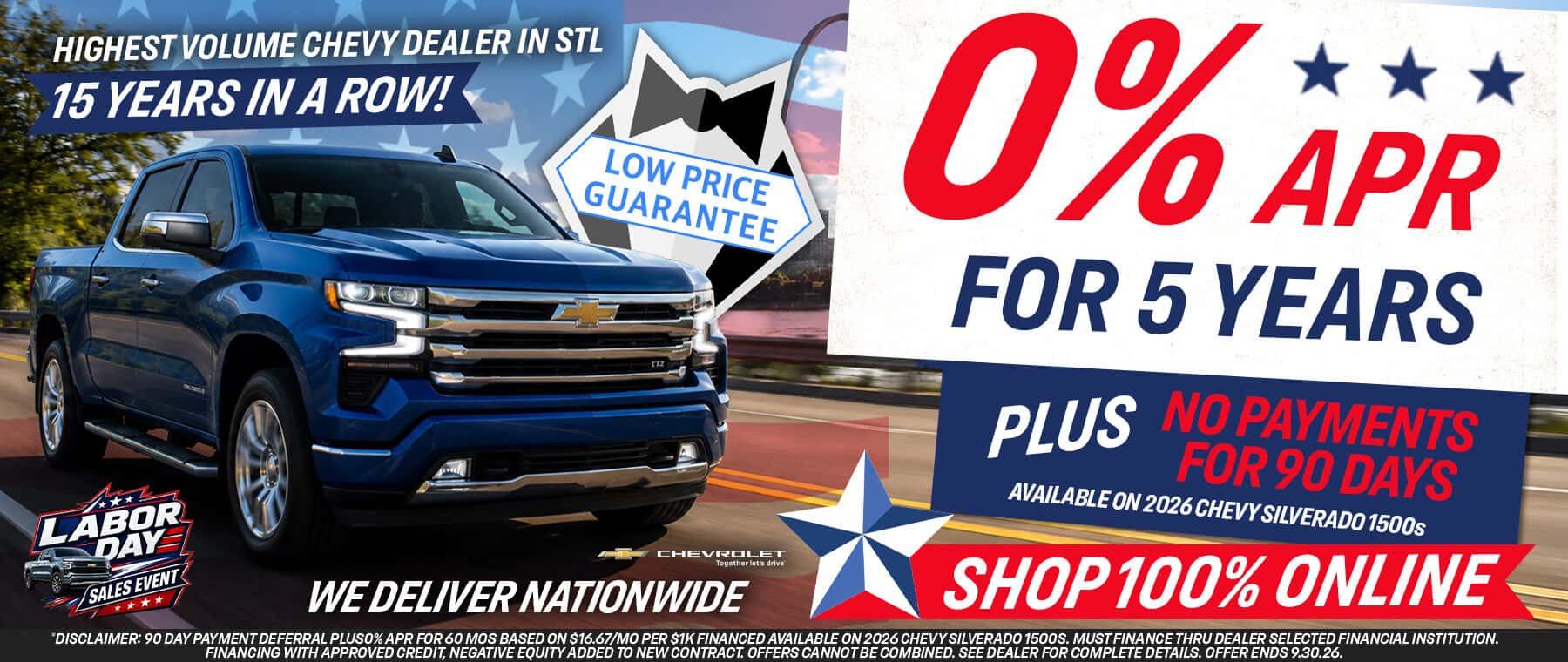 0% APR for 5 Years on 2026 Chevy Silverado 1500s