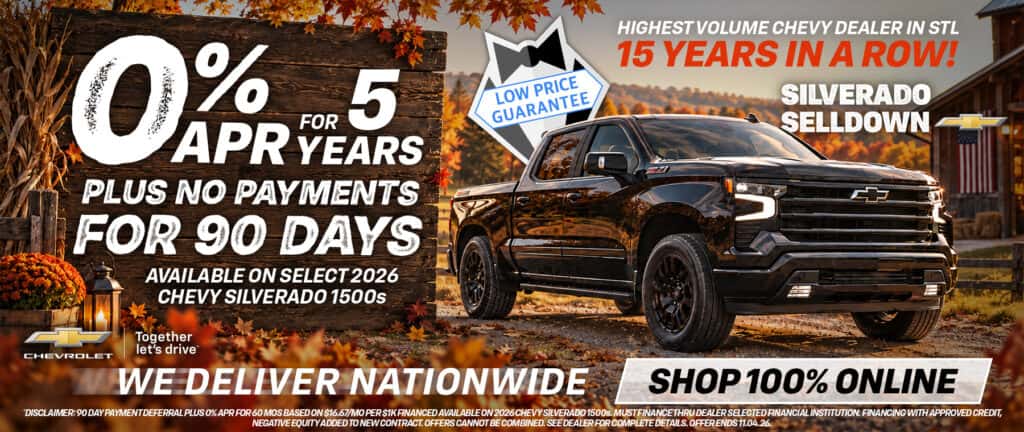 0% APR For 5 Years + No Payments For 90 Days On 2026 Chevy Silverado 1500s