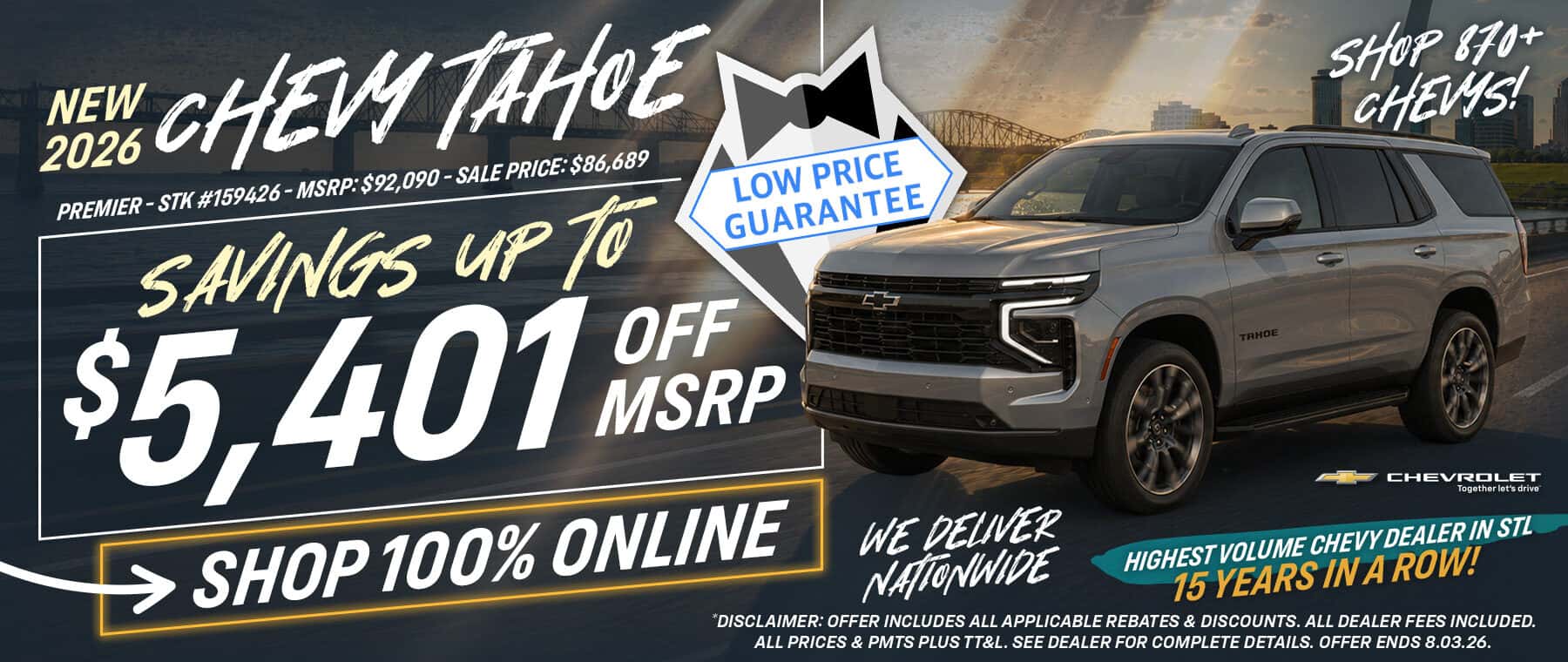 2026 Chevy Tahoe - Savings Up To $5,401 Off MSRP
