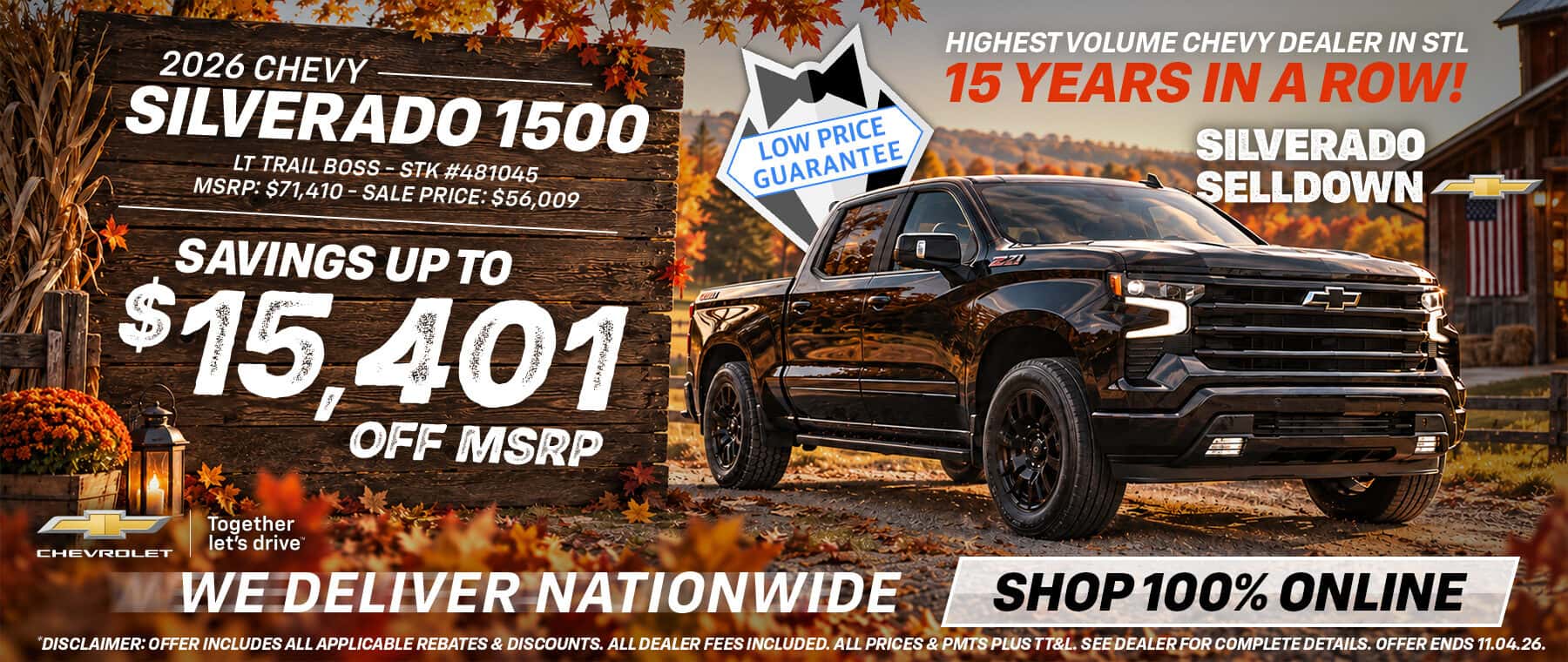 2026 Chevy Silverado 1500 - Savings Up To $15,401 Off MSRP