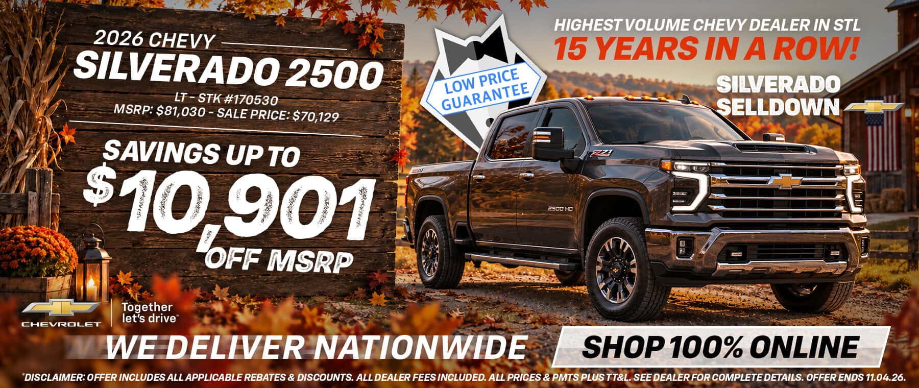 2026 Chevy Silverado 2500 Savings up to $10,901 off MSRP