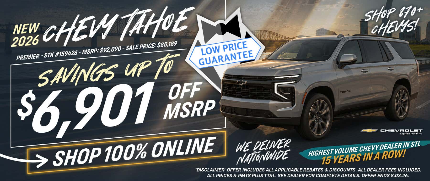 2026 Chevy Tahoe - Savings up to $6,901 Off MSRP