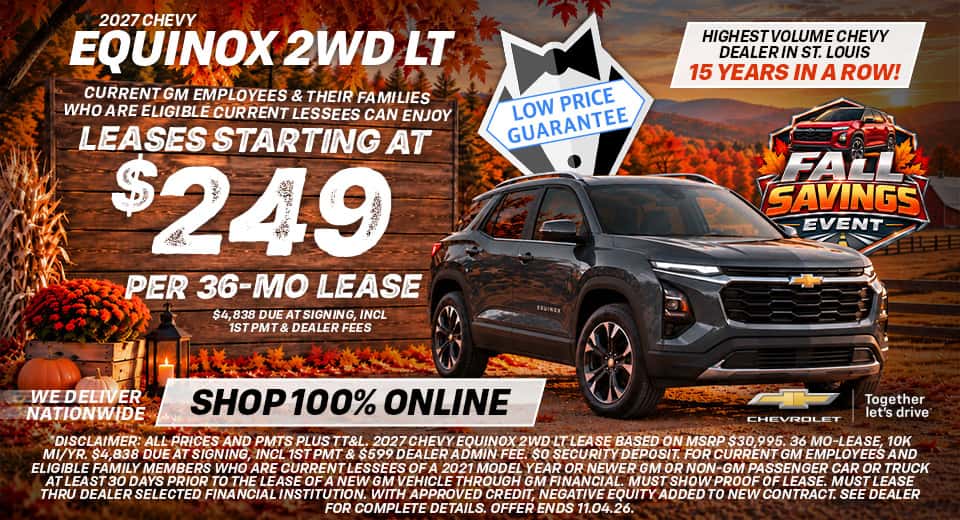 2027 Chevy Equinox 2WD LT - Current GM Employees & Eligible Family Members Special Offer- Lease Starting At $249/36-MO Lease