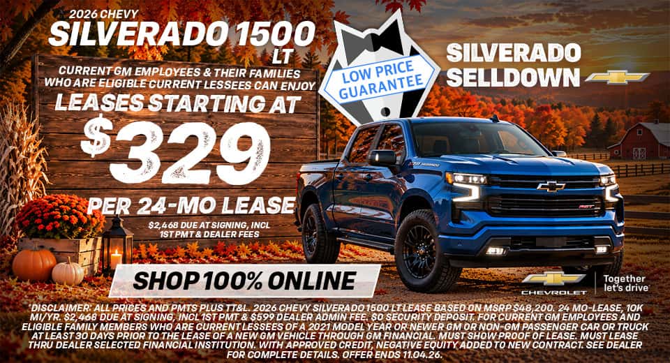 2026 Chevy Silverado 1500 LT - GM Employee Leases Starting At $329/Month For 24 MOs