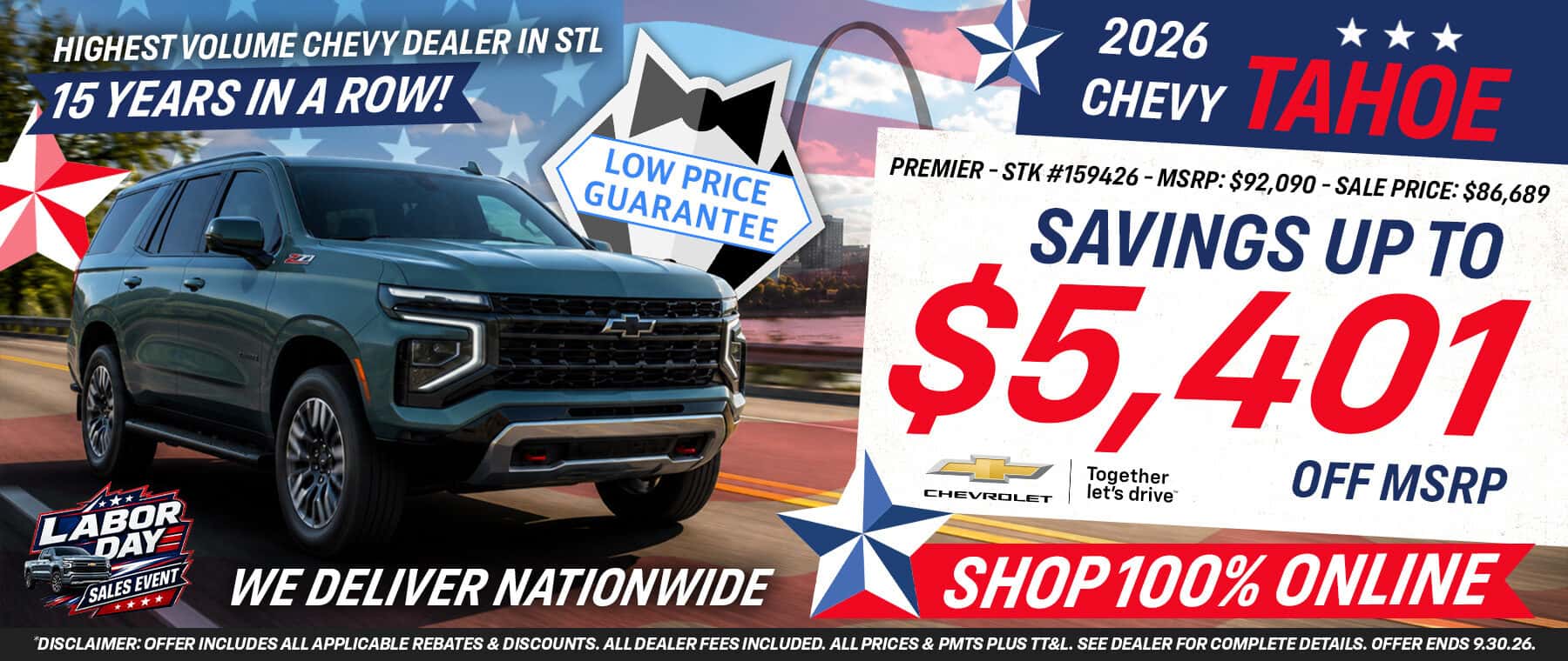 2026 Chevy Tahoe - Savings up to $5,401 Off MSRP