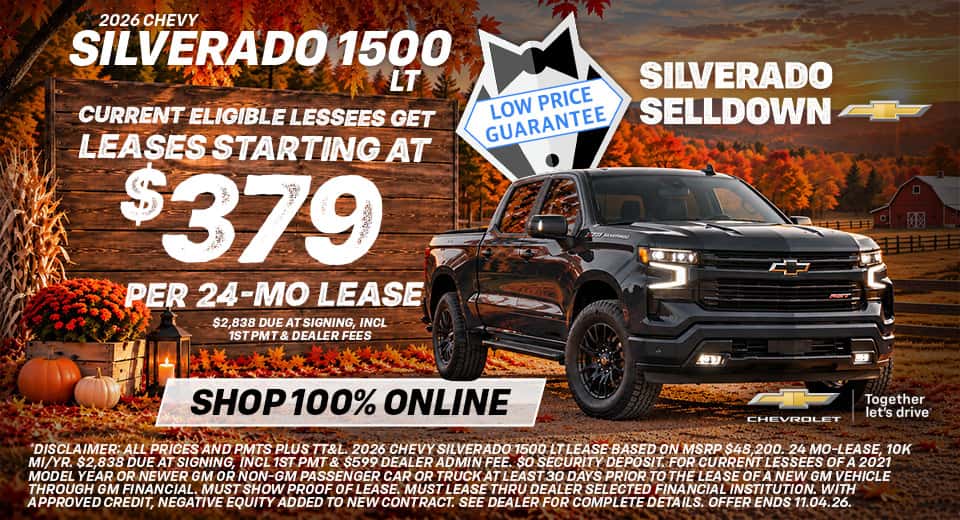 2026 Chevy Silverado 1500 LT - Current Eligible Lessees Get Leases Starting At $379/Month For 24 MOs