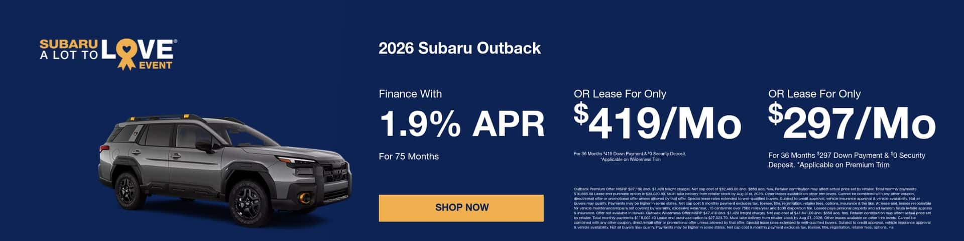 August Subaru Outback Specials