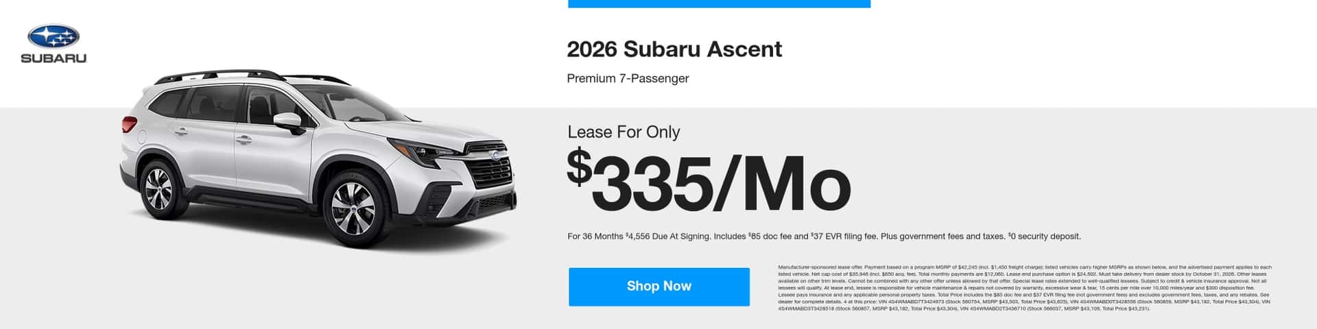 October 2026 Ascent Specials