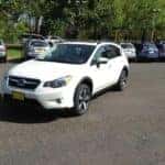 white subaru on lot