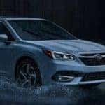 2022 Subaru Legacy-front Legacy-3qview- driving in heavy rain-white_mobile