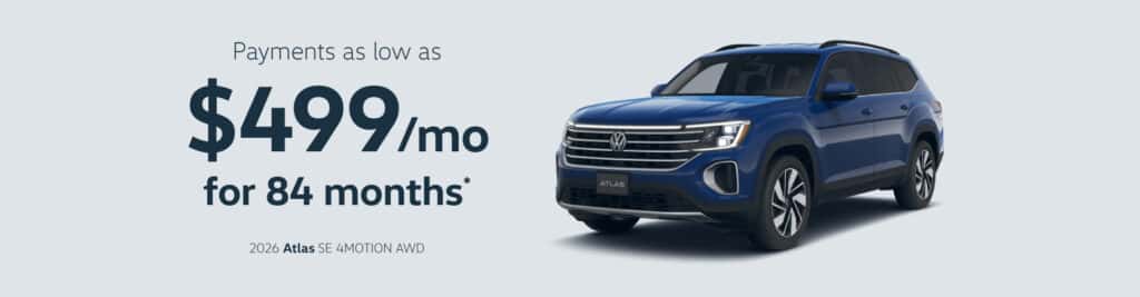 2026 Volkswagen Atlas SE W TECH AWD: Payments as low as $499/month