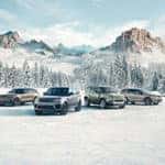 Land Rover Pack Shot near snowy mountains