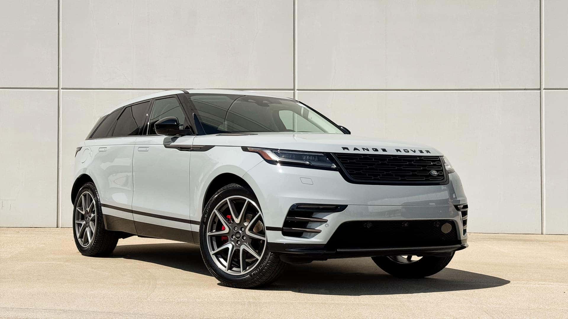 2025 Range Rover Velar inventory at Dubai dealer lot panoramic view