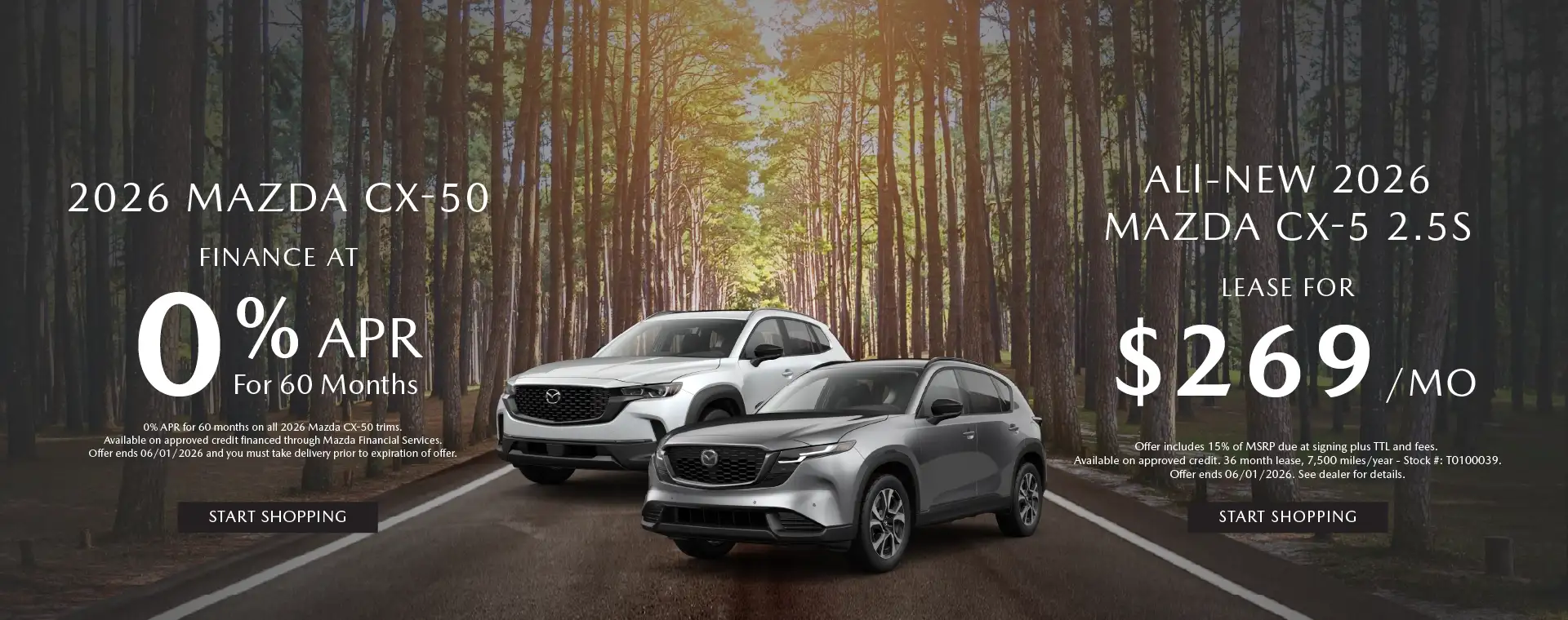 0% APR For 60 Months or $269/month Lease