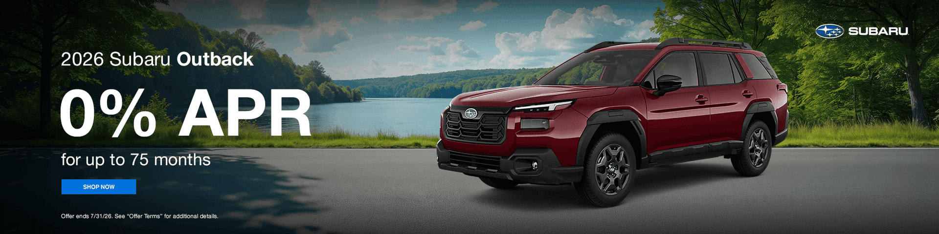 2026 Subaru Outback 0% APR for up to 75 months