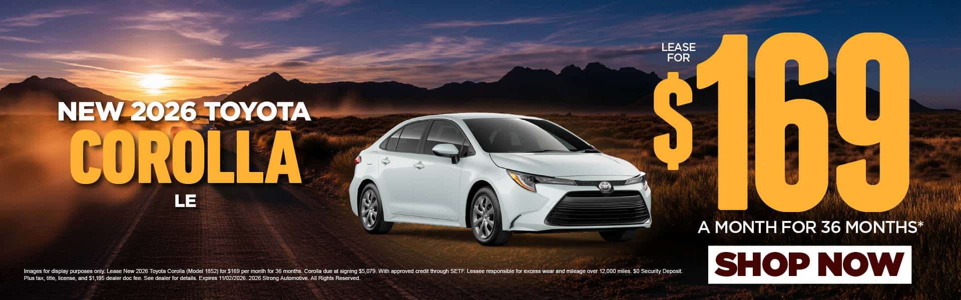 New 2026 Toyota Corolla LE $169/mo for 36 months