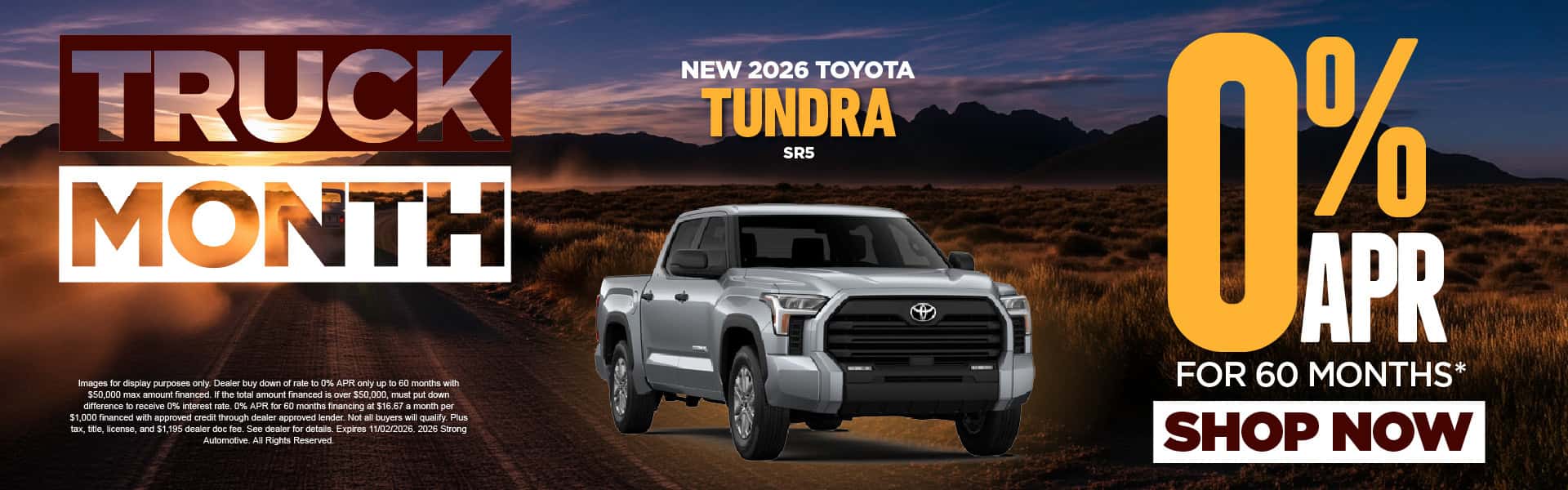 New 2026 Toyota Tundra SR5 0% APR / 60 MONTHS