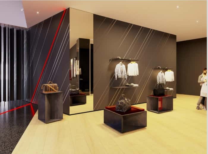 Mercedes-AMG lifestyle merchandise display at the Columbus North Brand Center