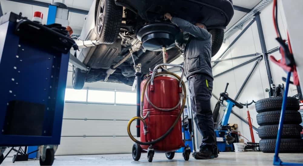 Oil change at a GMC service center