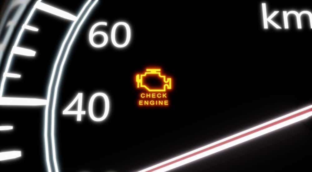 Close-up of a a check engine light