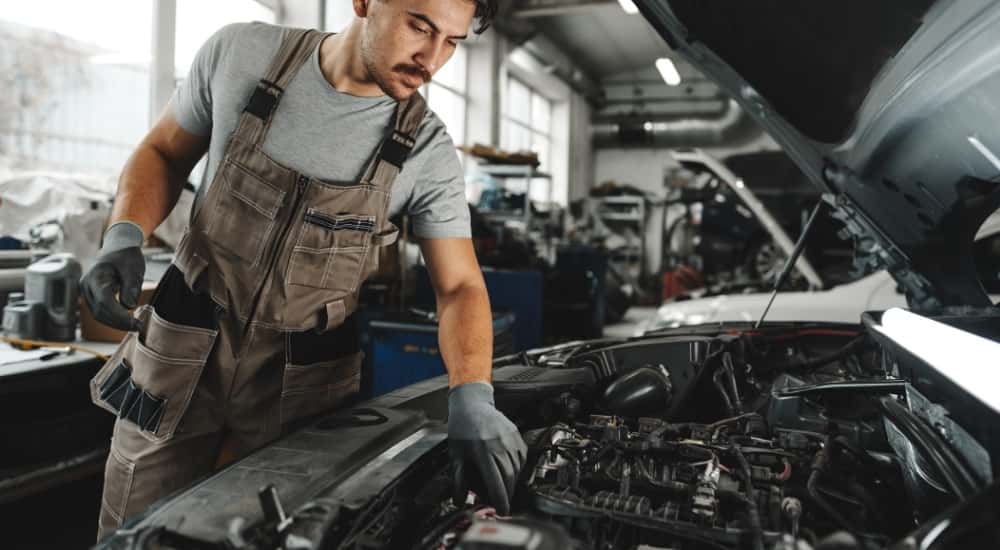 Technician working on a vehicle
