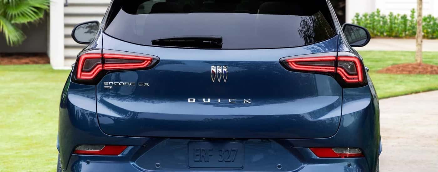 Rear badging on a blue 2025 Buick Encore GX