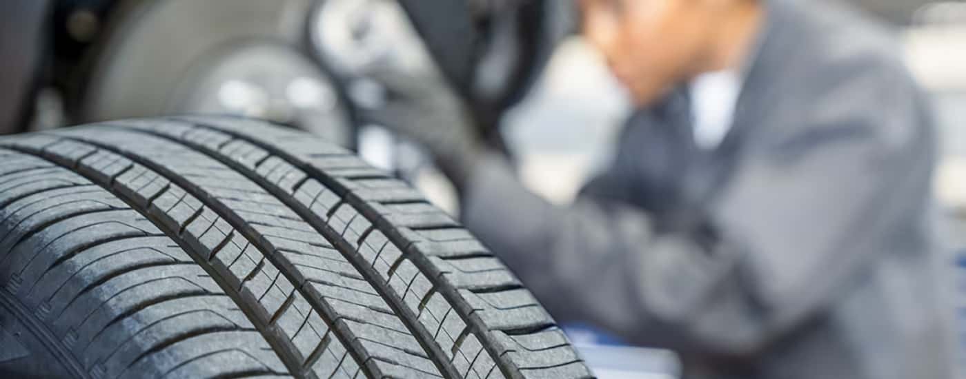 Tire close-up at a Buick service center near Mason