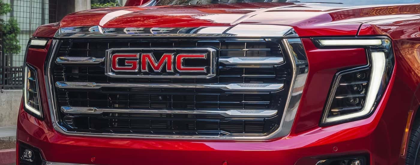 Grille on a red 2026 GMC Yukon Elevation