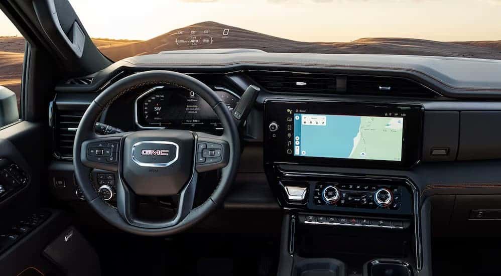 Black dash in a 2026 GMC Sierra 3500 HD.