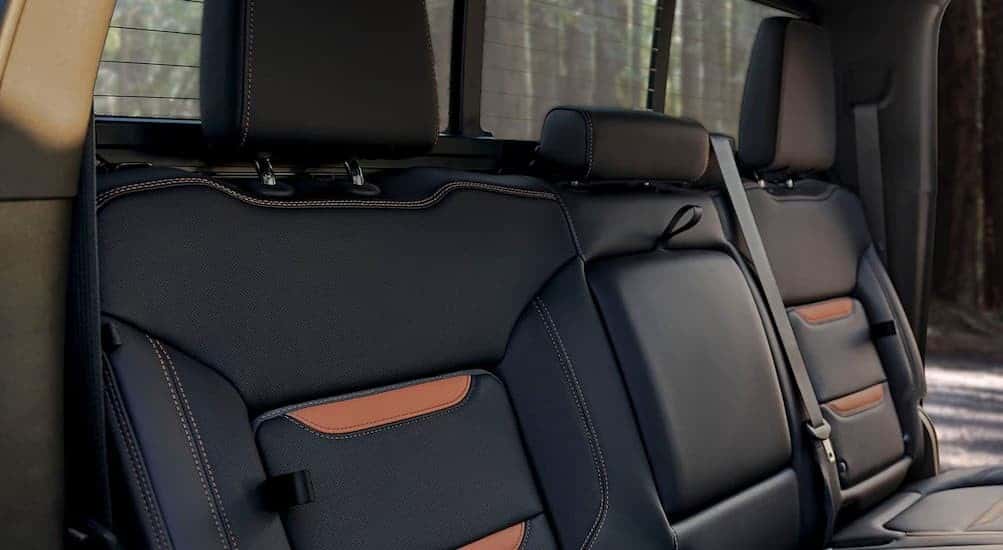 Black rear seating in a 2026 GMC Sierra 3500 HD.