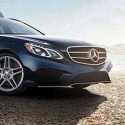 Dark Mercedes-Benz car in a desert