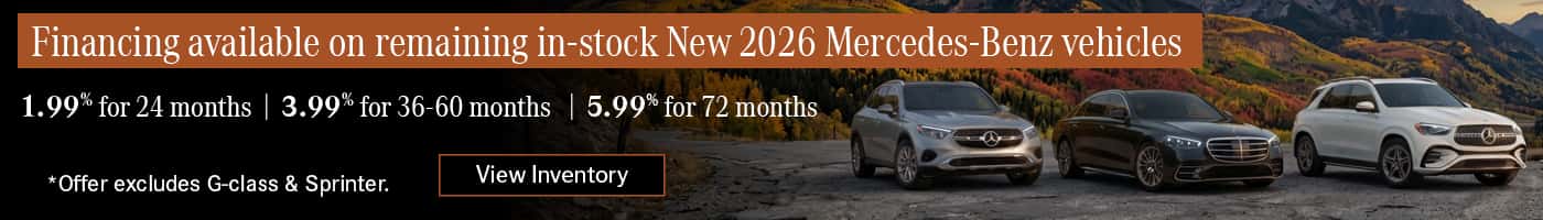 Financing available on remaining in-stock New 2026 Mercedes-Benz vehicles: