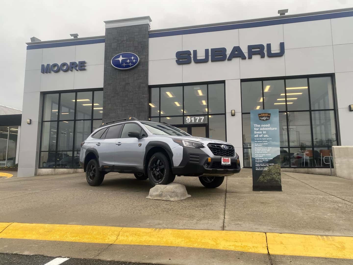 An exterior view of the top of Moore Subaru Dealership Richmond Building