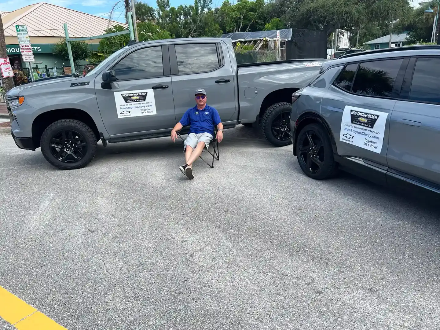 New Smyrna Beach Chevrolet displaying Silverado truck at Flagler Avenue community event