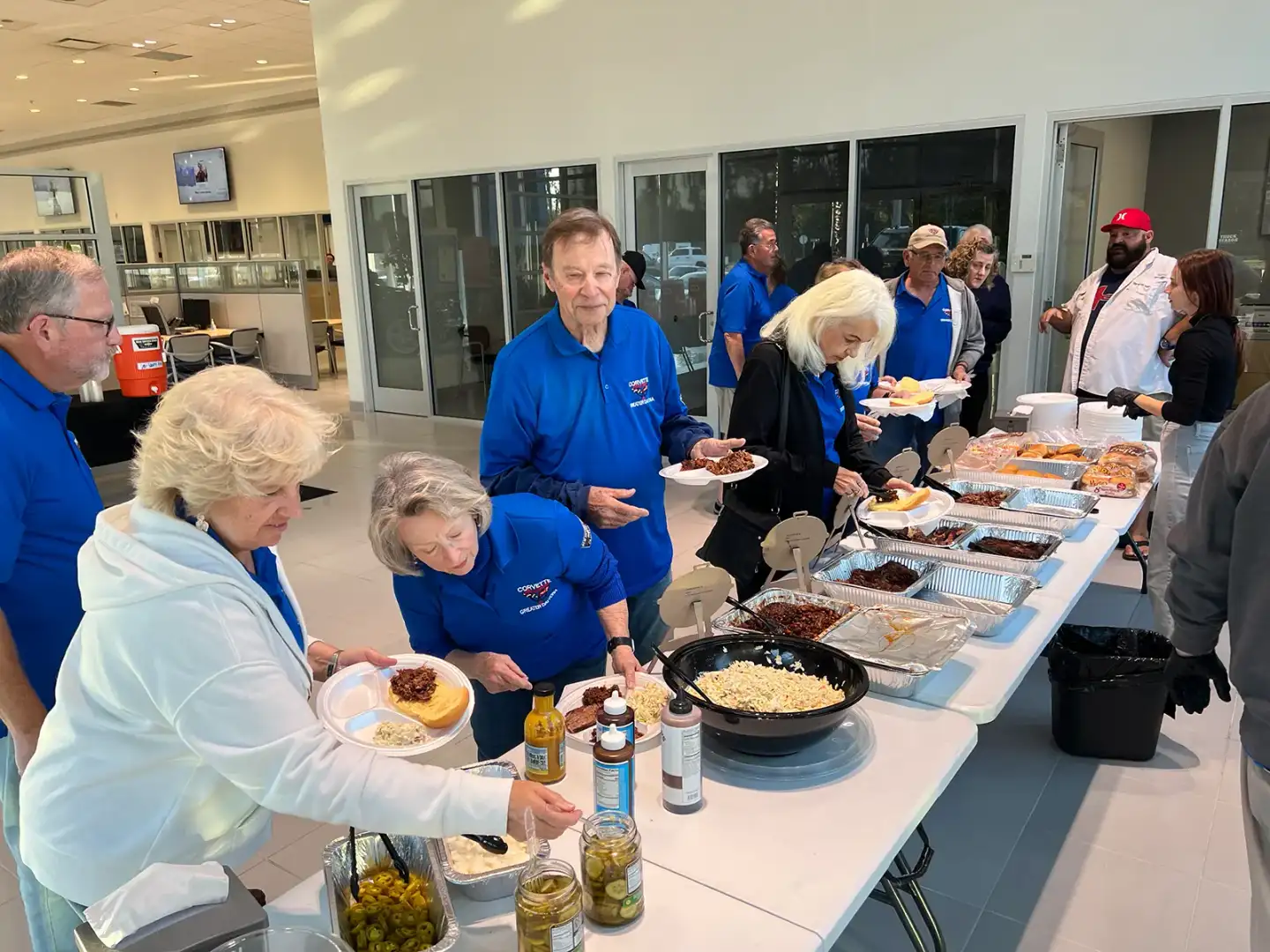 Brisket dinner catering line for Corvette club event