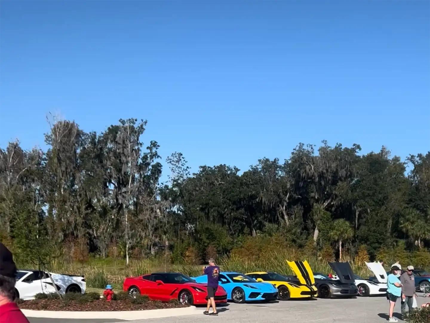 Corvette owners gathering during Corvette Christmas event in New Smyrna Beach