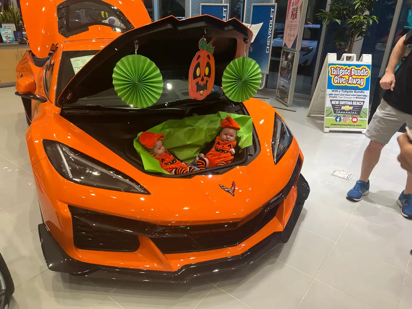 Harry Potter Hogwarts bounce house inside New Smyrna Beach Chevrolet during Halloween event