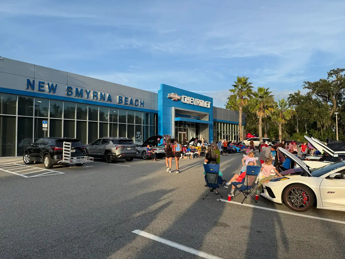 Families attending Halloween Trunk or Treat at New Smyrna Beach Chevrolet
