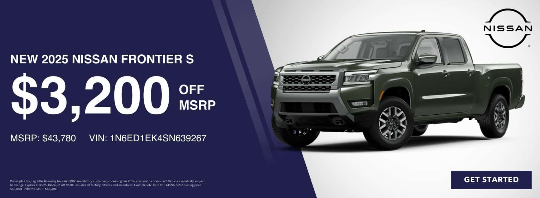 New 2025 Nissan Frontier S - $3,200 Off MSRP at Step One Nissan Andalusia in Andalusia, AL. Select the image to view matching inventory.