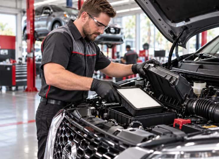 Instalación del filtro de aire del motor genuino Nissan en Nissan of Doral
