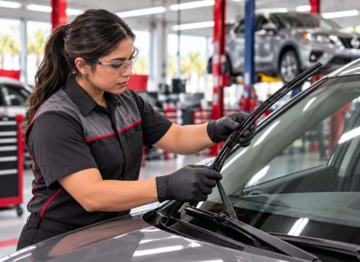 Instalación de limpiaparabrisas de repuesto en Nissan of Doral