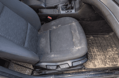 mud and water in car