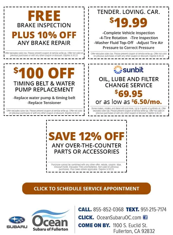 Auto Service Specials | Ocean Subaru of Fullerton near Whittier