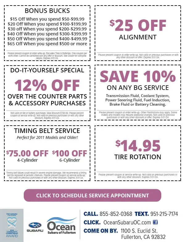 Auto Service Specials | Ocean Subaru of Fullerton near Whittier